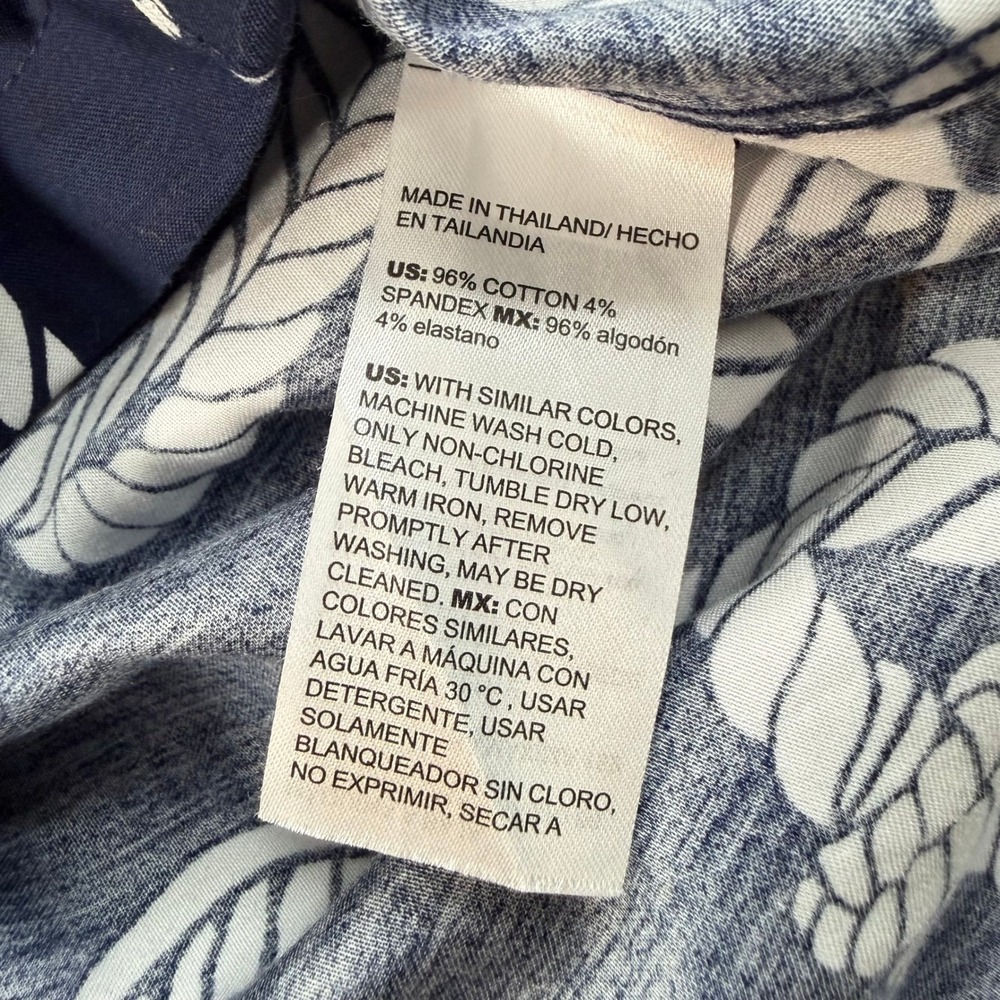 Chicos Navy Blue Button Down Shirt 3XL Nautical Rope Print Coastal Career Wear - Picture 5 of 9